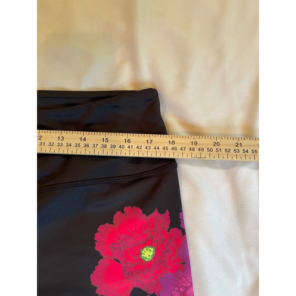 KALI Miami Fitwear Black Floral Motivational Capri Leggings 2X I Am I Can I Will - Picture 8 of 11
